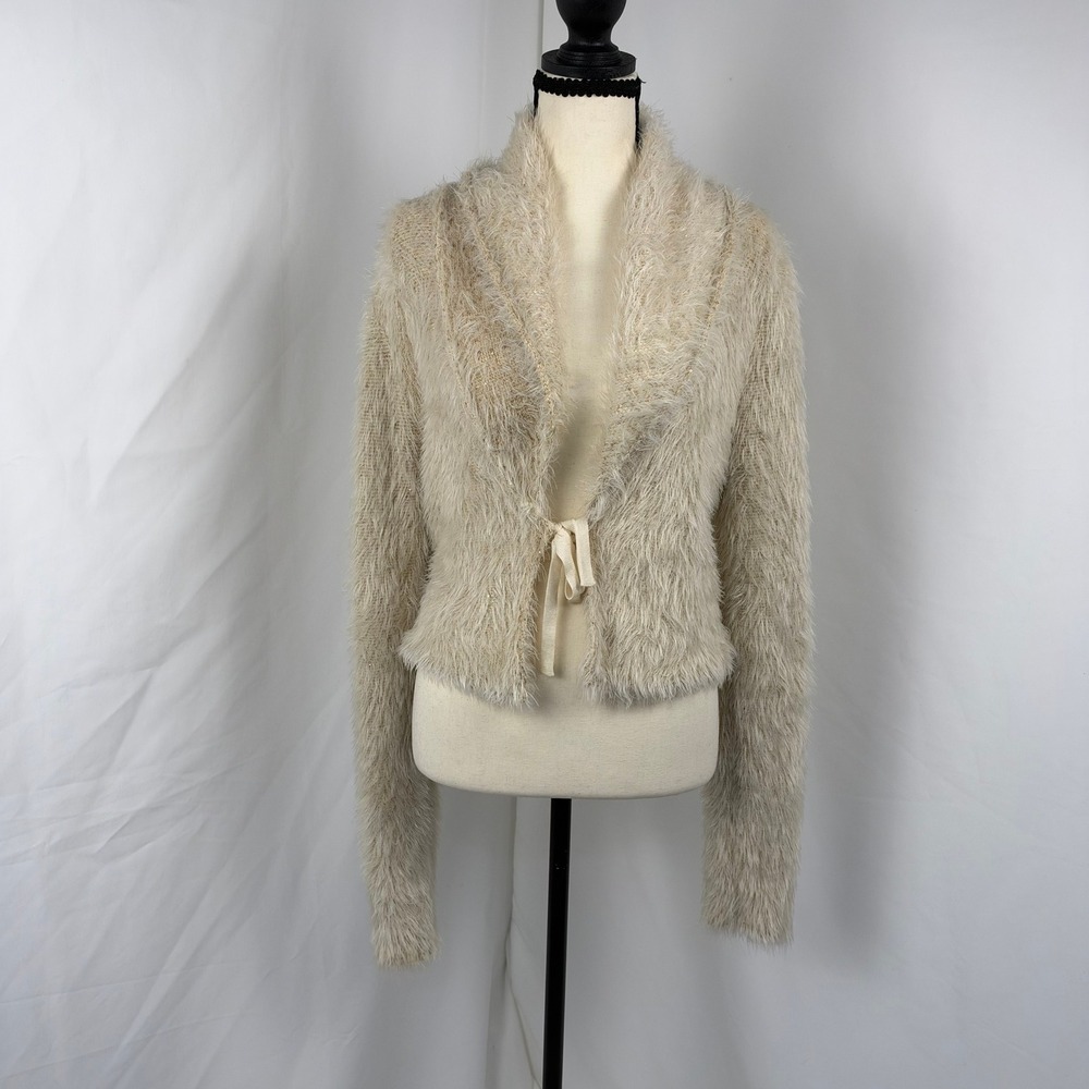 Free People Mina Cardi Champagne Cardigan Women S Knit Sequin Tie Front Shrug